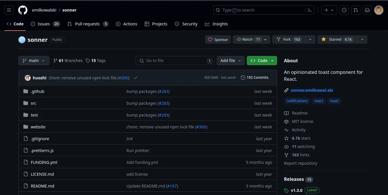 ریپازیتوری sonner در گیتهاب